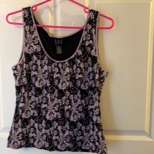 Inc Black and light purple top
